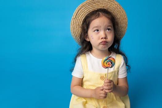 child enjoying colorful fruits