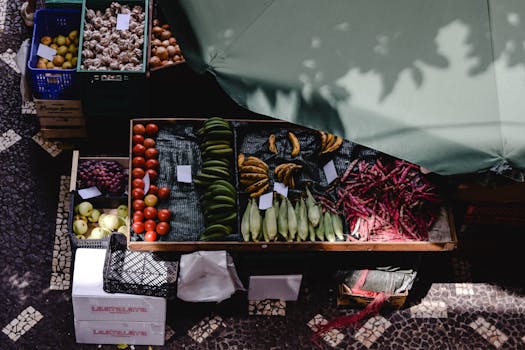 colorful fruits and vegetables display