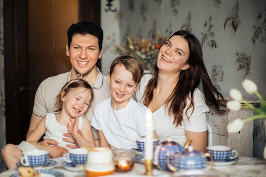 family dining together